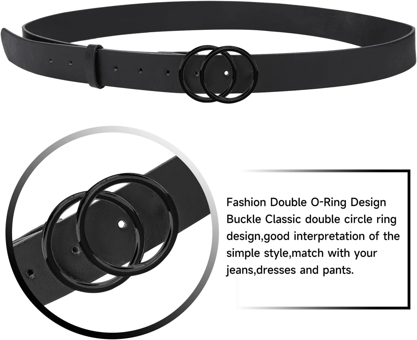 1 & 2 & 3 Pack Women Belts Faux Leather for Jeans Fashion Belt with Gold Buckle Ladies Dress Belt