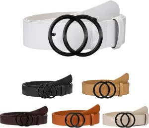 1 & 2 & 3 Pack Women Belts Faux Leather for Jeans Fashion Belt with Gold Buckle Ladies Dress Belt