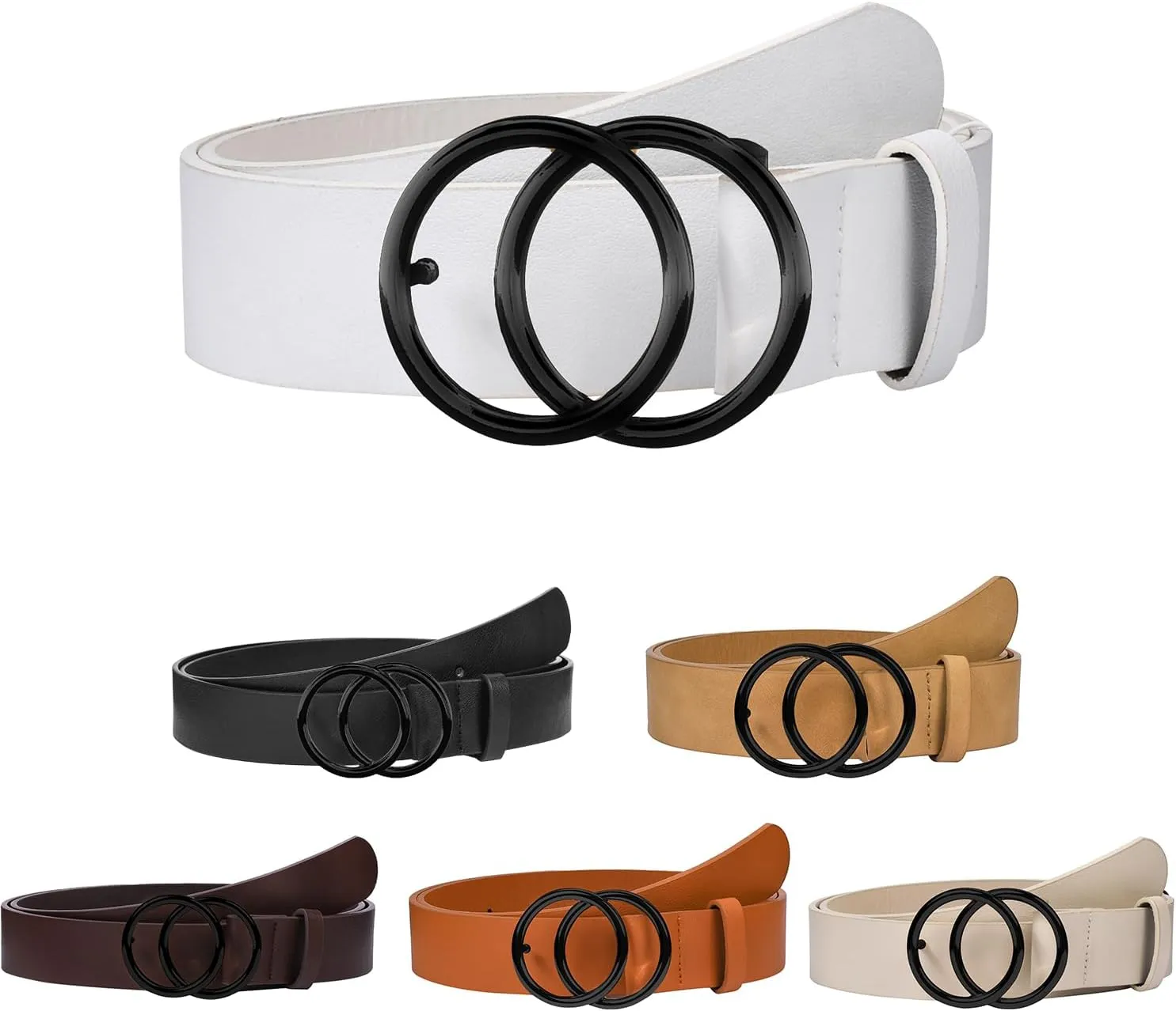 1 & 2 & 3 Pack Women Belts Faux Leather for Jeans Fashion Belt with Gold Buckle Ladies Dress Belt