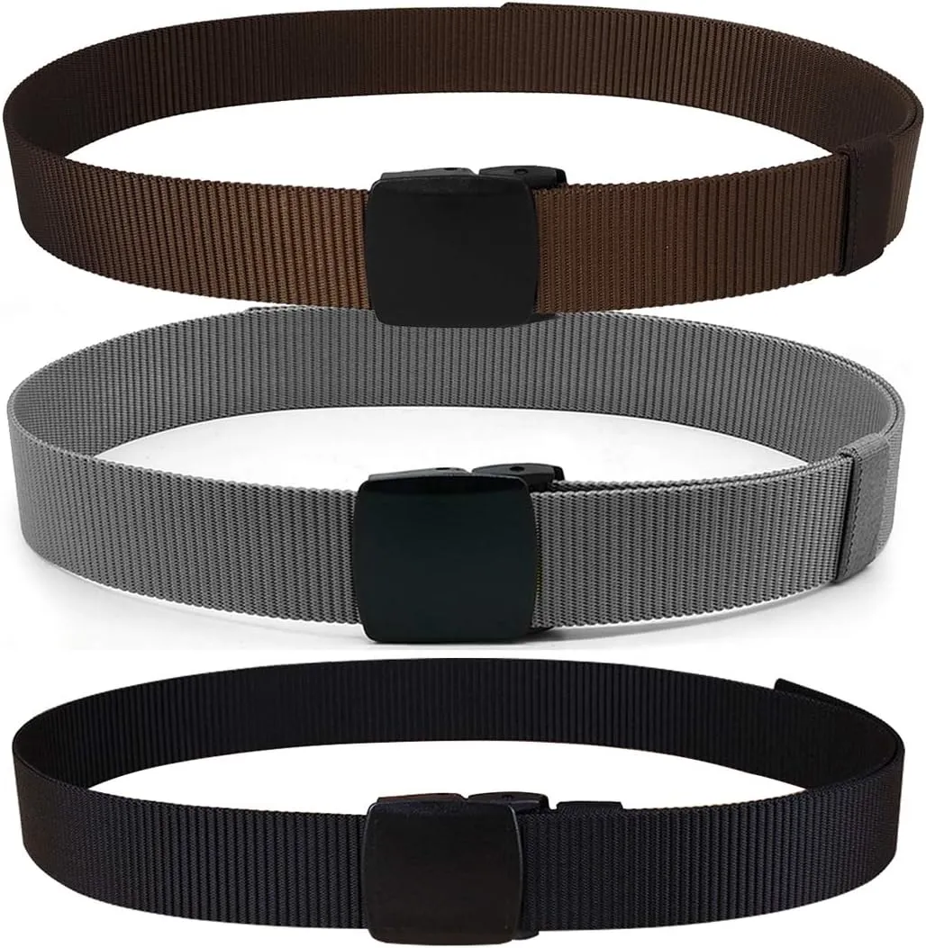 2 Pack/ 3 Pack Military Nylon Belt, 1.25" Wide No Metal Webbing Tactical Web Belt