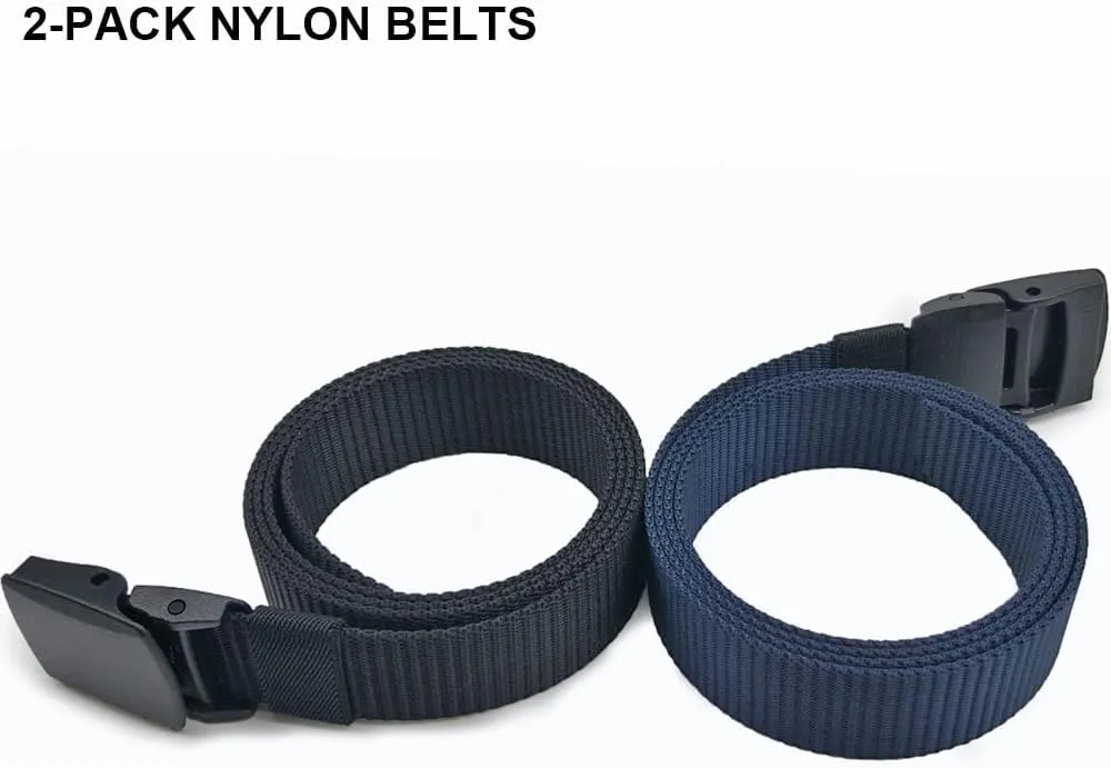2 Pack/ 3 Pack Military Nylon Belt, 1.25" Wide No Metal Webbing Tactical Web Belt