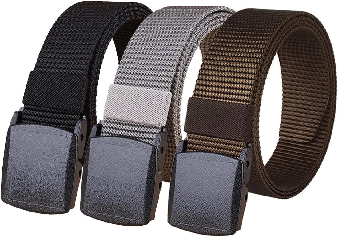 2 Pack/ 3 Pack Military Nylon Belt, 1.25" Wide No Metal Webbing Tactical Web Belt