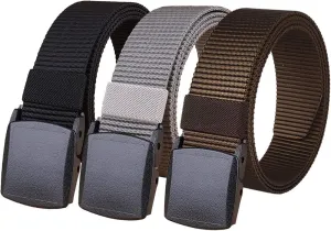 2 Pack/ 3 Pack Military Nylon Belt, 1.25" Wide No Metal Webbing Tactical Web Belt