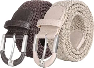 [2 Pack] Mio Marino Stretch Belts for Men - Golf belt & Jean Elastic Belt - Gift Box