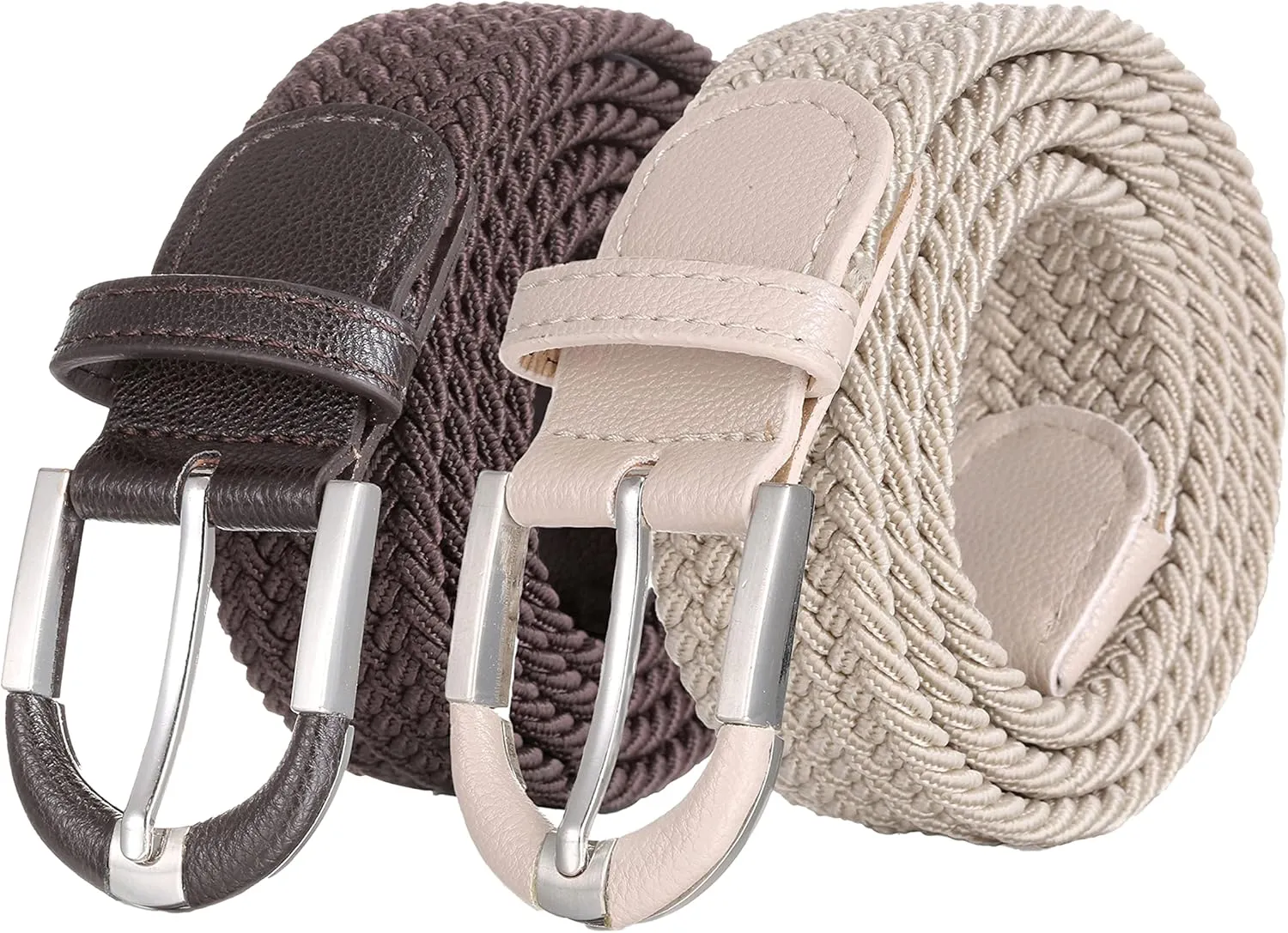 [2 Pack] Mio Marino Stretch Belts for Men - Golf belt & Jean Elastic Belt - Gift Box