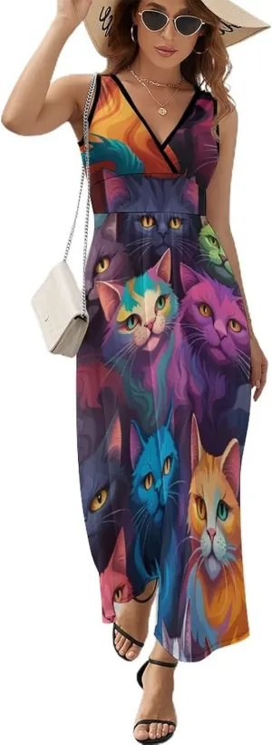 2025 Summer Tank Dress Wrap Sleeveless Adjustable Holiday Dress