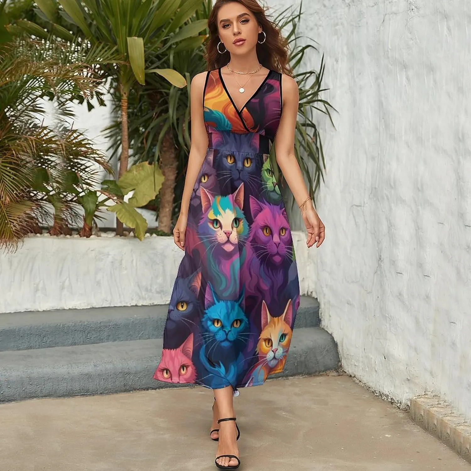 2025 Summer Tank Dress Wrap Sleeveless Adjustable Holiday Dress