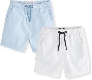 ACESTAR 2 Pack Toddler Boys Summer Shorts with Drawstring - Cotton Baby Casual Pull-On Jogger Shorts Active Sports Shorts