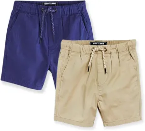 ACESTAR 2 Pack Toddler Boys Summer Shorts with Drawstring - Cotton Baby Casual Pull-On Jogger Shorts Active Sports Shorts
