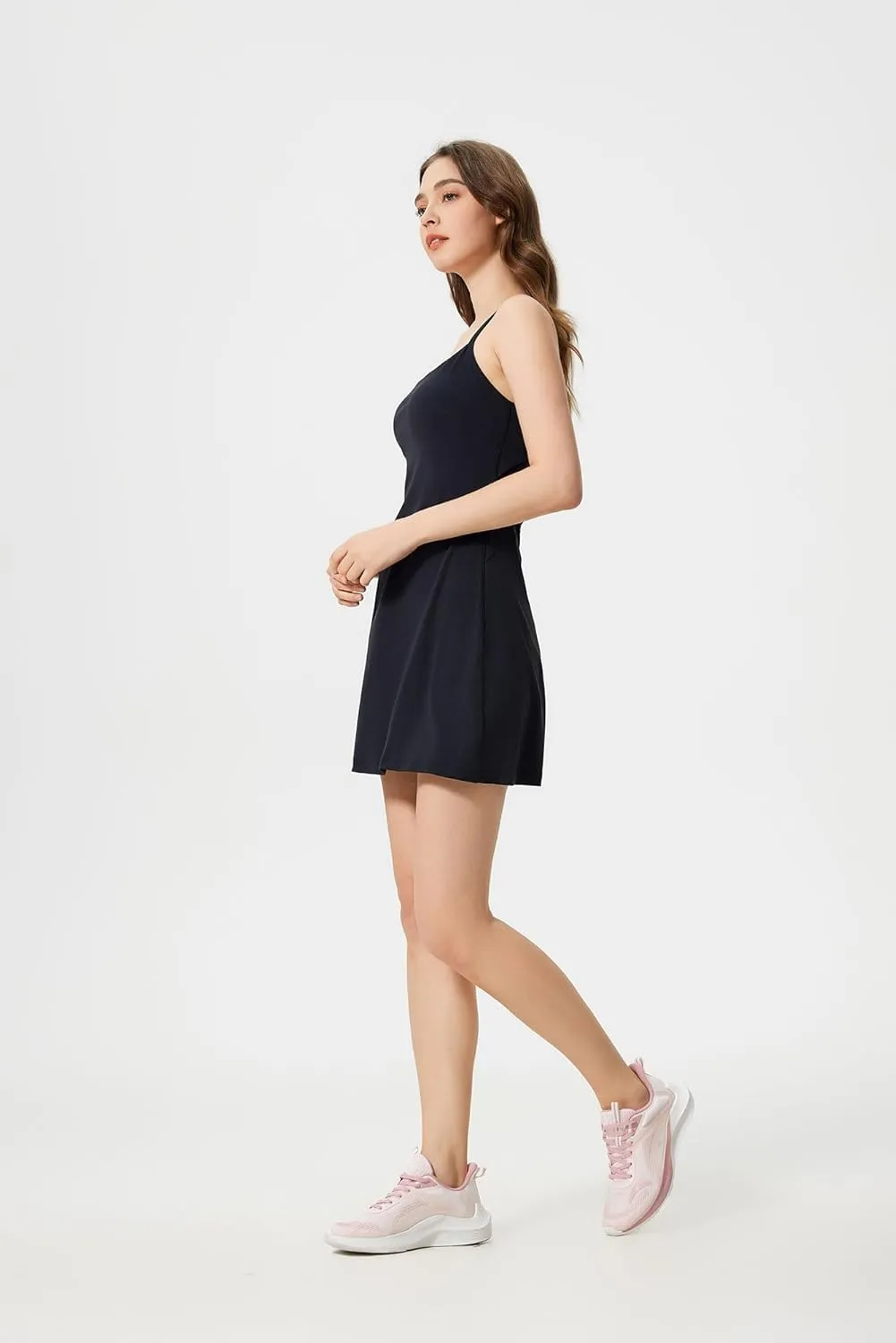 altiland Womens' Cami Strap Tennis Golf Dress with Built in Bra & Shorts, Quick Dry Athletic Workout Dress