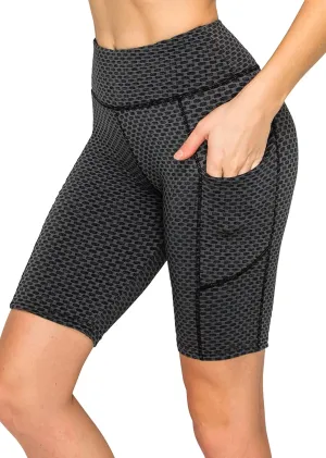 ALWAYS Women's Honeycomb Compression Shorts - High Waist Slimming Butt Lift Textured Workout Shorts