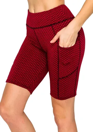 ALWAYS Women's Honeycomb Compression Shorts - High Waist Slimming Butt Lift Textured Workout Shorts