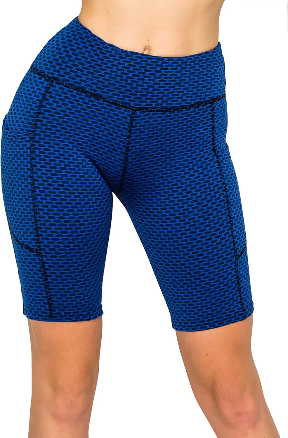 ALWAYS Women's Honeycomb Compression Shorts - High Waist Slimming Butt Lift Textured Workout Shorts