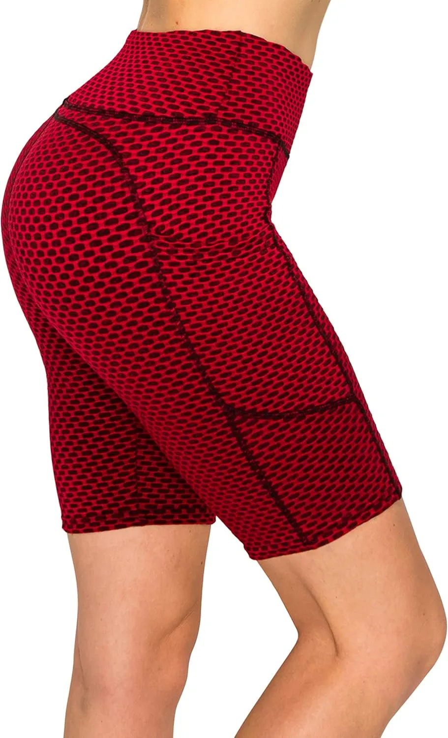ALWAYS Women's Honeycomb Compression Shorts - High Waist Slimming Butt Lift Textured Workout Shorts
