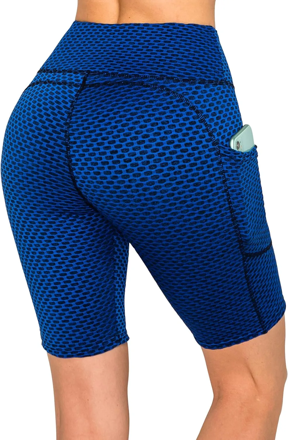 ALWAYS Women's Honeycomb Compression Shorts - High Waist Slimming Butt Lift Textured Workout Shorts