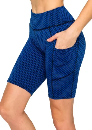 ALWAYS Women's Honeycomb Compression Shorts - High Waist Slimming Butt Lift Textured Workout Shorts