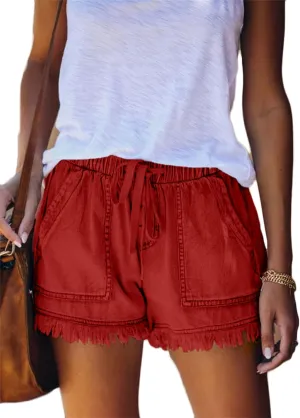 Andongnywell Womens Shorts Elastic Waisted Summer Casual Short Pants high Waist Summer Fashion Denim Shorts