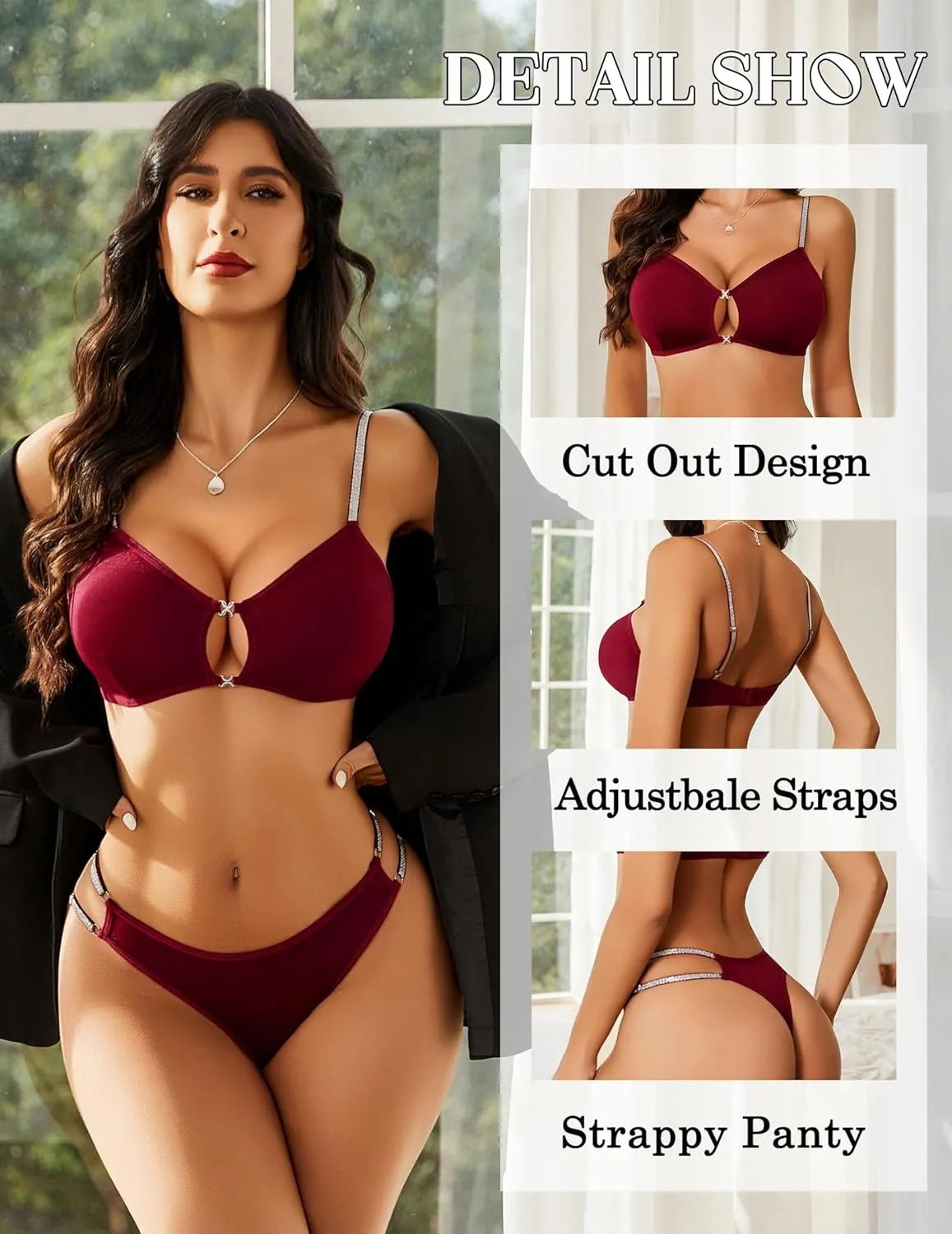 Avidlove Lingerie Set for Women Cut Out Sexy 2 Piece Bra and Panty Set Strappy Underwear Lingerie