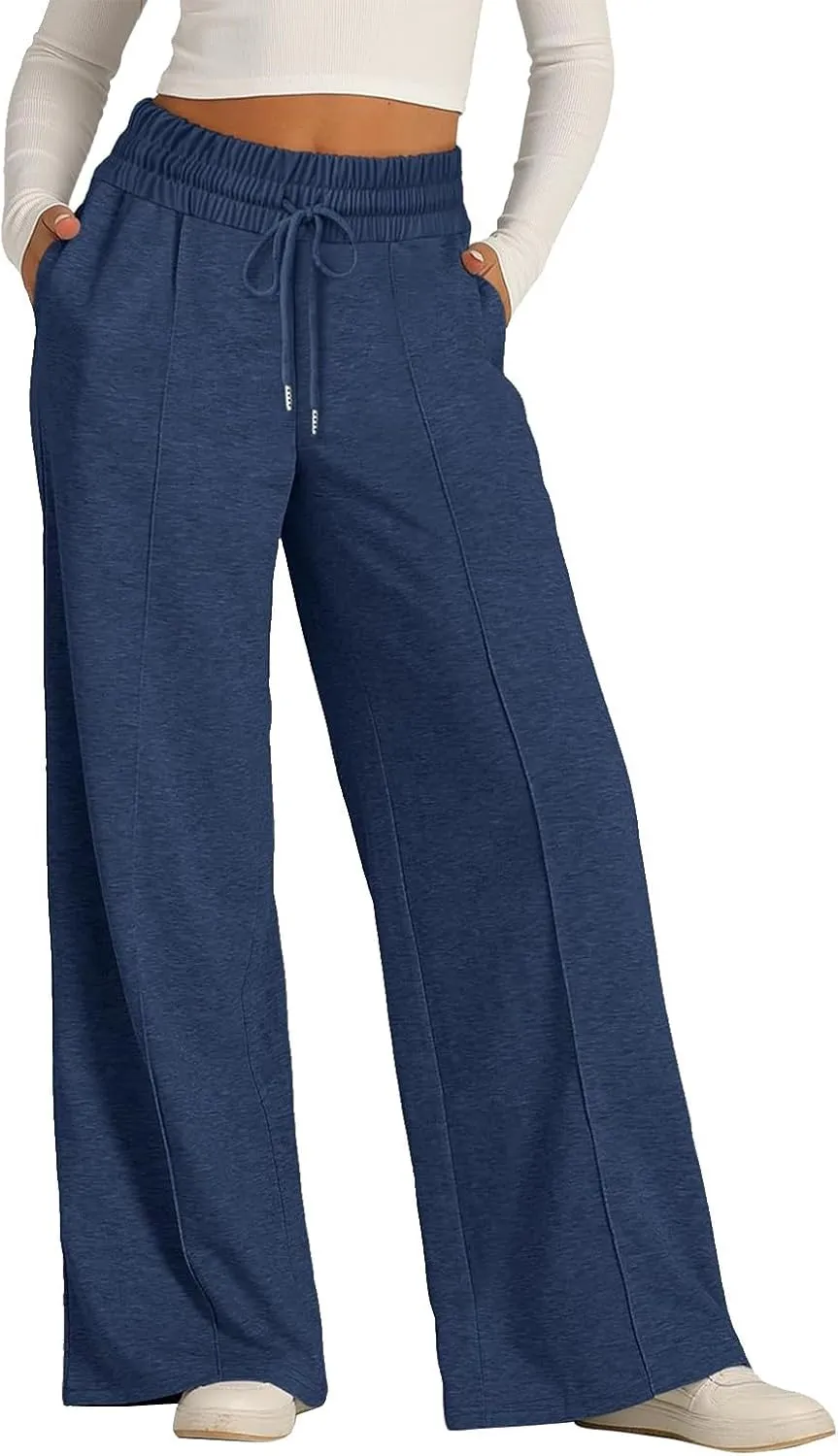 Baggy Wide Leg Sweatpants for Women Casual High Waisted Lounge Pants with Pockets Trendy Y2k Lightweight Joggers Pant