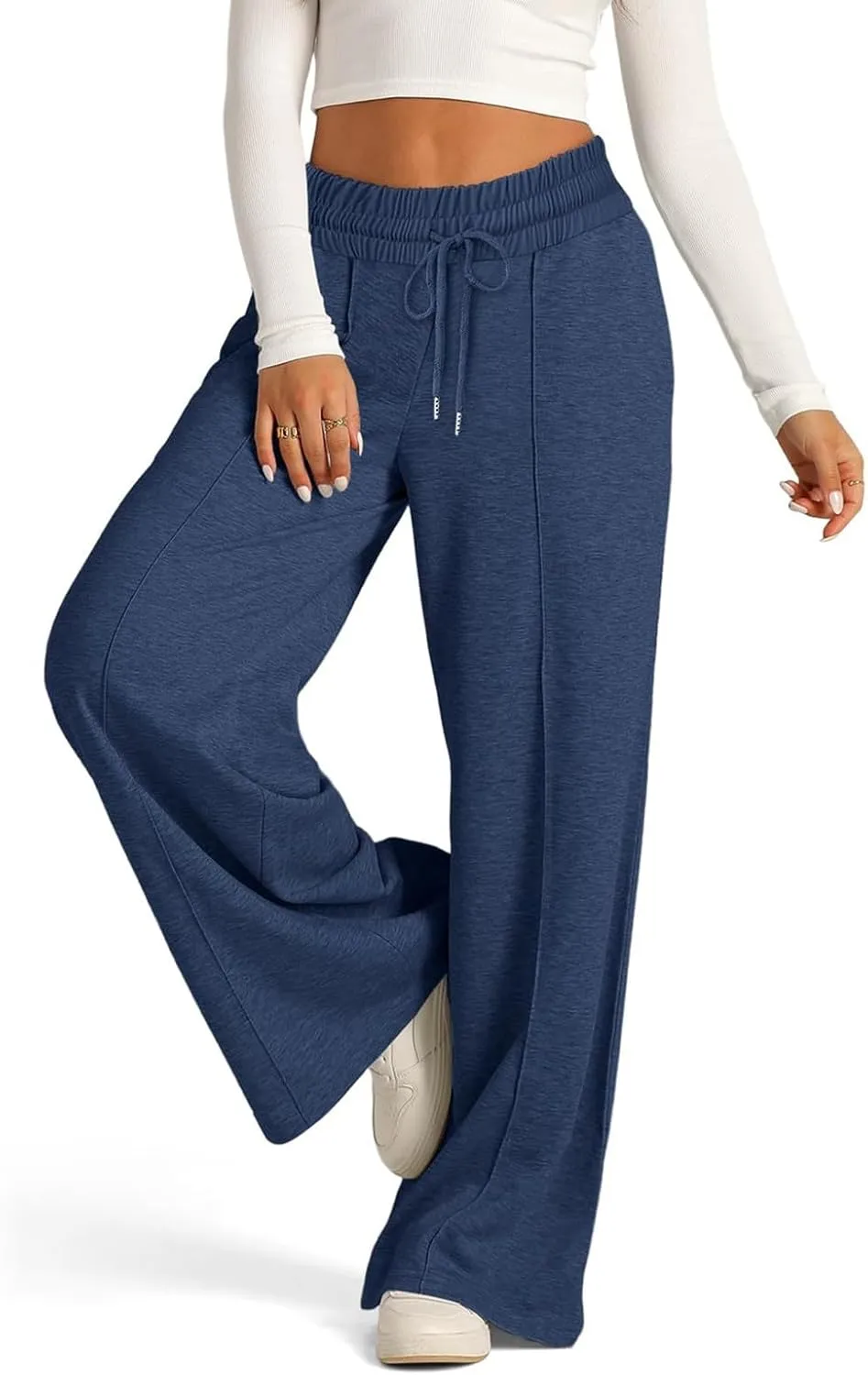 Baggy Wide Leg Sweatpants for Women Casual High Waisted Lounge Pants with Pockets Trendy Y2k Lightweight Joggers Pant