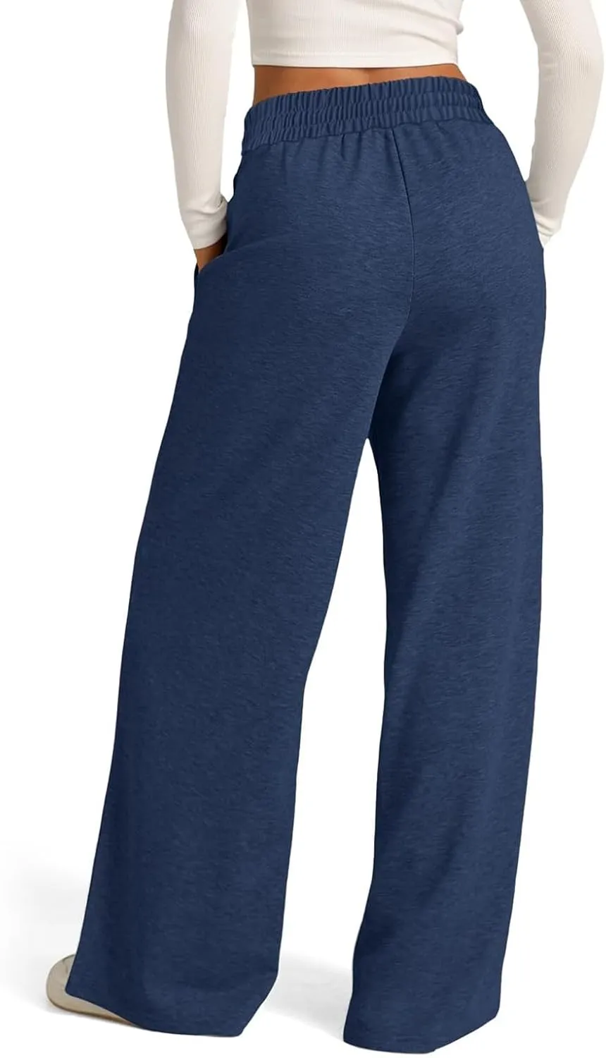 Baggy Wide Leg Sweatpants for Women Casual High Waisted Lounge Pants with Pockets Trendy Y2k Lightweight Joggers Pant