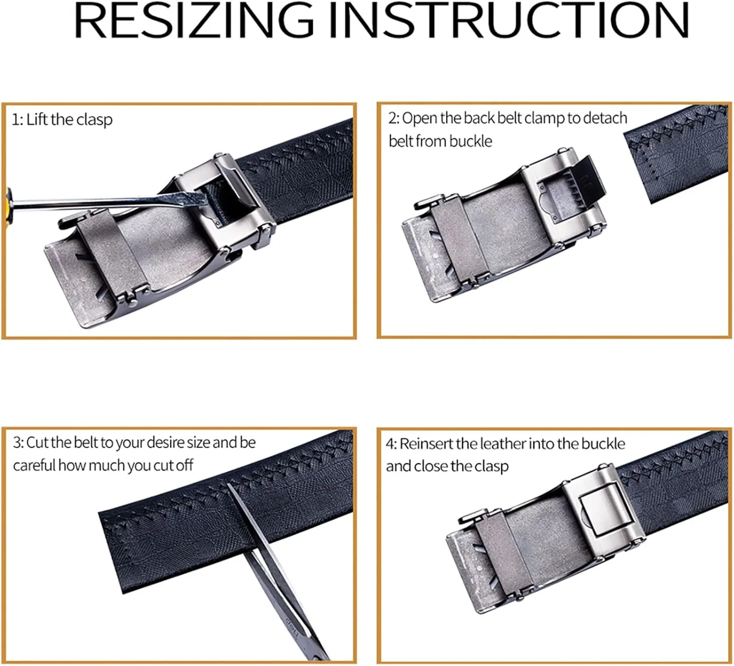 Barry.Wang Ratchet Belts Set for Men 3 Buckles Genuine Leather Slide Strap Replacement 35mm Automatic Click Gift Box
