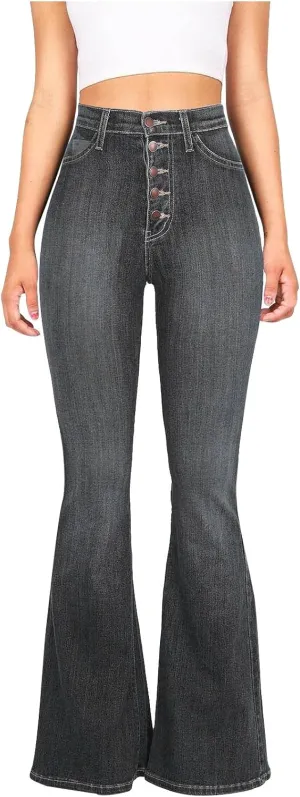 Bell Bottom Jeans for Women High Waisted Skinny Denim Pants Fashion Boyfriend Jeans Slim Fit Long Pants with Pockets