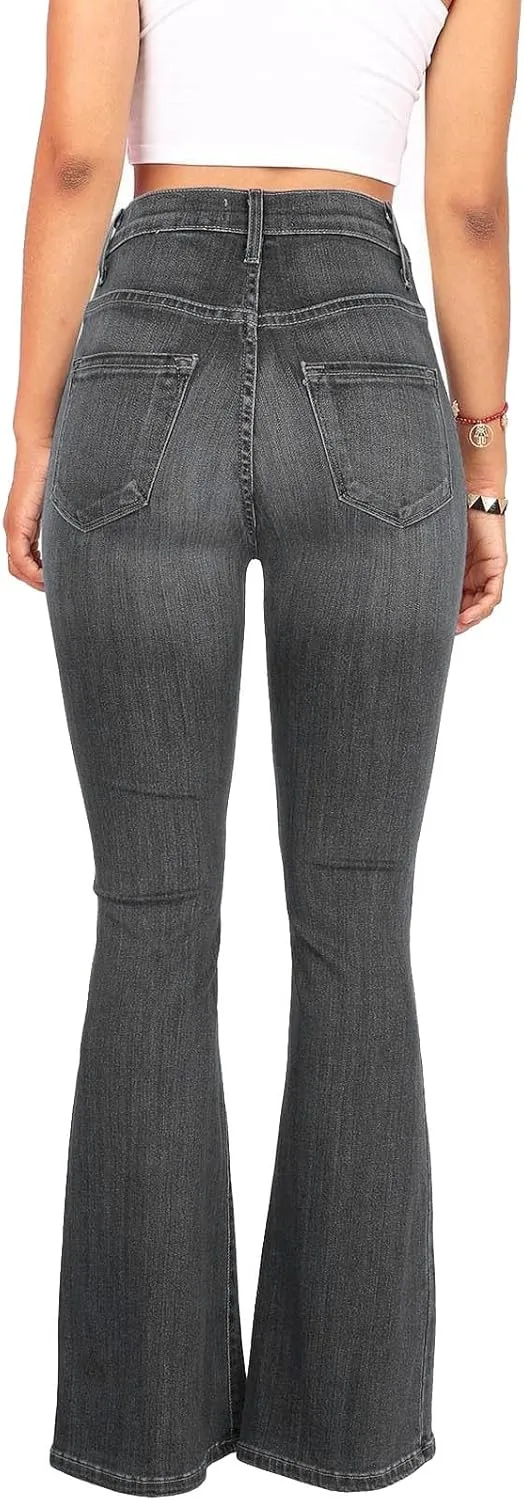 Bell Bottom Jeans for Women High Waisted Skinny Denim Pants Fashion Boyfriend Jeans Slim Fit Long Pants with Pockets