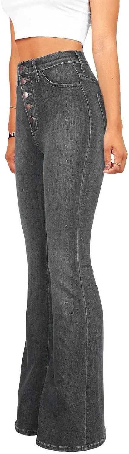 Bell Bottom Jeans for Women High Waisted Skinny Denim Pants Fashion Boyfriend Jeans Slim Fit Long Pants with Pockets