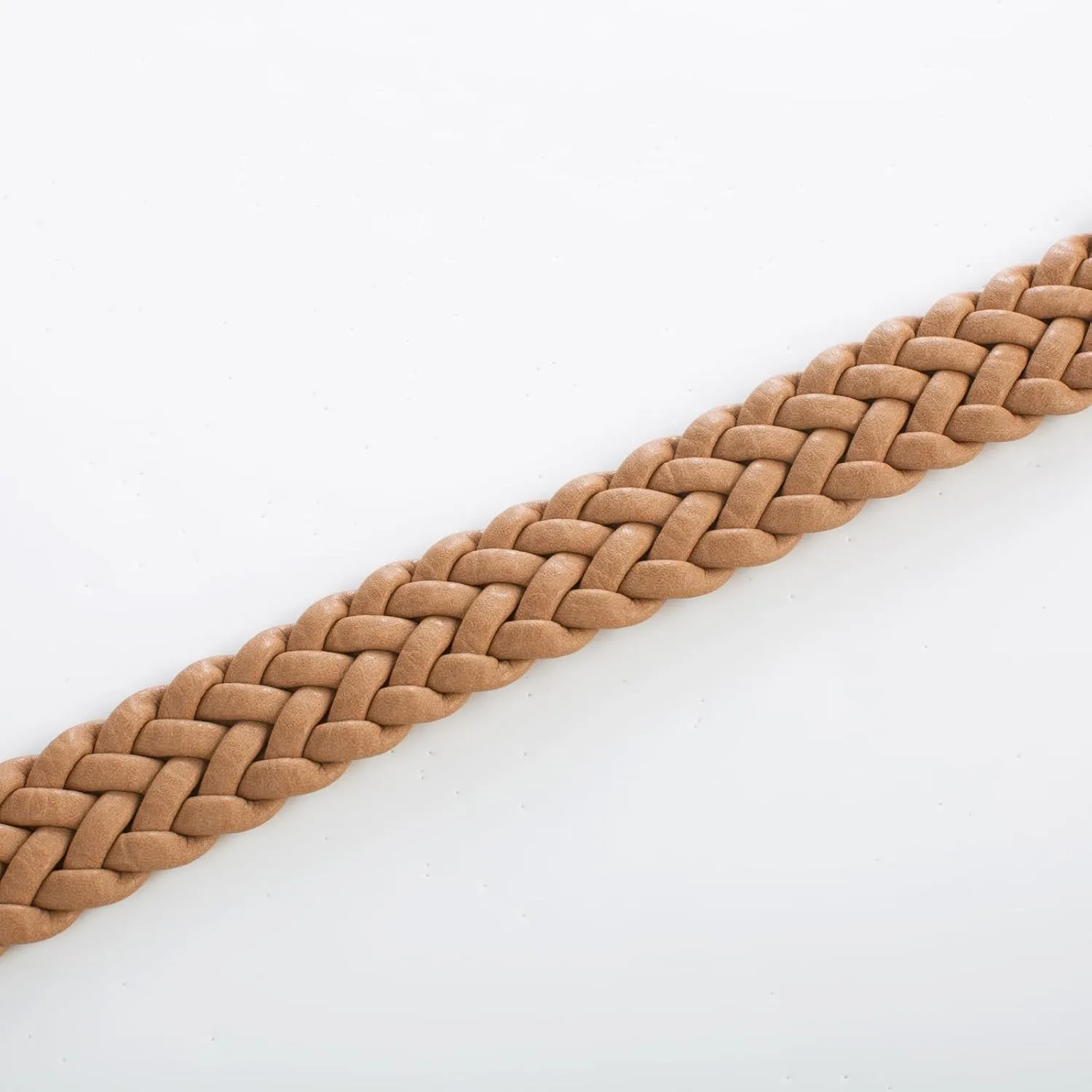 Belle Poque Womens Leather Braided Belts For Jeans Dresses Pants 1.2 Inch Wide Elastic Waist Woven Belt with Gold Buckle