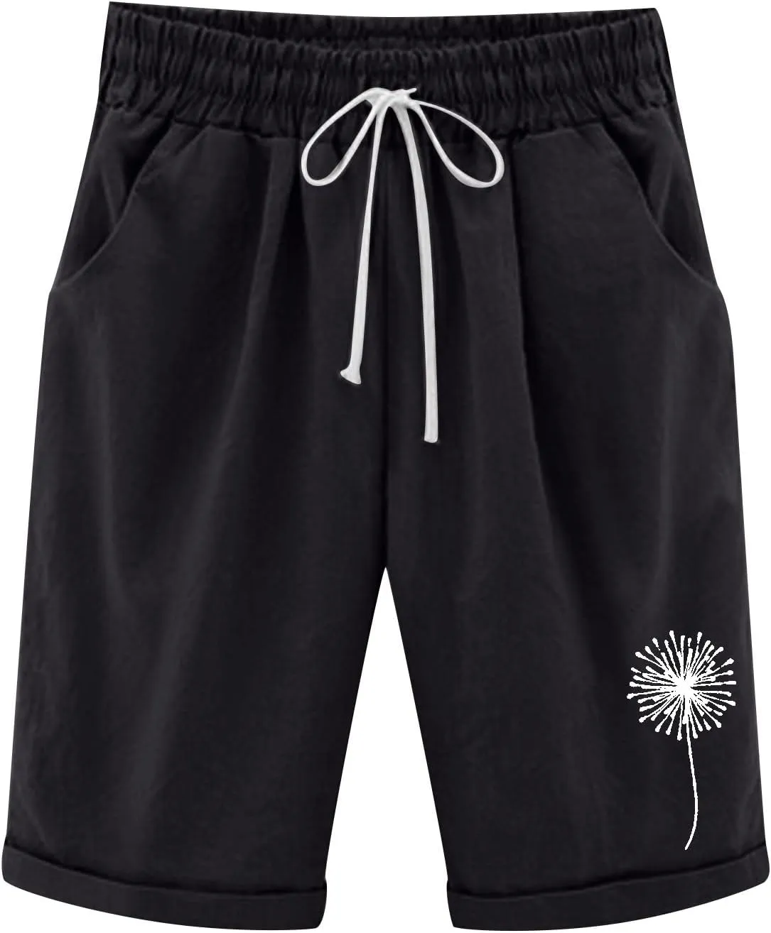 Bermuda Shorts for Women Long Cotton Casual Summer Knee Length Pull On Lounge Walking Exercise Shorts