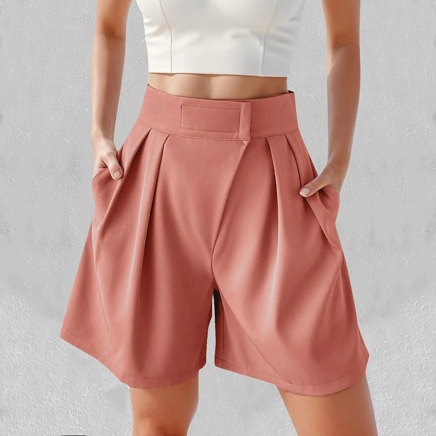 Bermuda Wide Leg Shorts Casual Summer Loose Fit Elastic High Waisted Shorts Comfy Lightweight Lounge Shorts