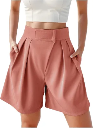Bermuda Wide Leg Shorts Casual Summer Loose Fit Elastic High Waisted Shorts Comfy Lightweight Lounge Shorts