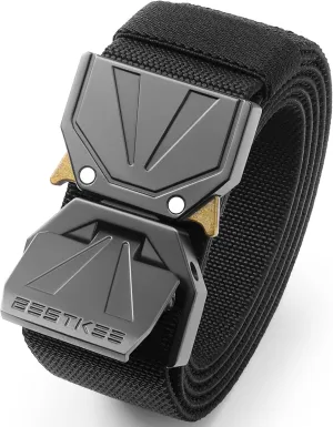 BESTKEE Belt for Men - Tactical Belt Stretch Nylon Work Web Belts Ideal for Gift