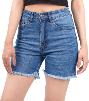 Blue Denim Shorts for Women – Comfortable Trendy Womens Cutoff Jean Shorts Casual