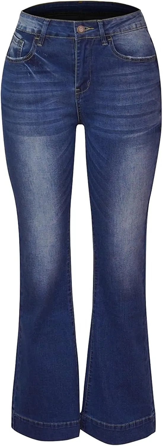 Bootcut Jeans For Women High Waisted Stretch Bell Bottom Casual Jeans Trousers Flare Wide Leg Trendy Denim Pants