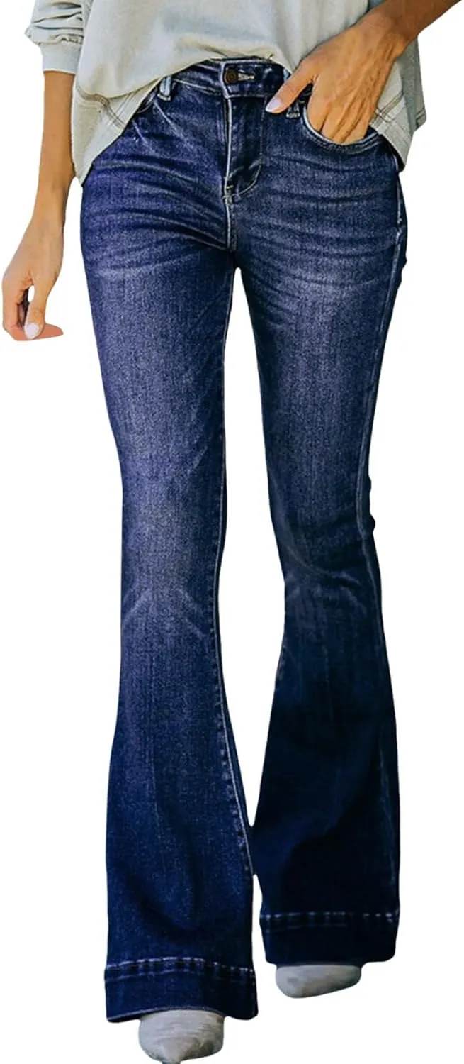 Bootcut Jeans For Women High Waisted Stretch Bell Bottom Casual Jeans Trousers Flare Wide Leg Trendy Denim Pants