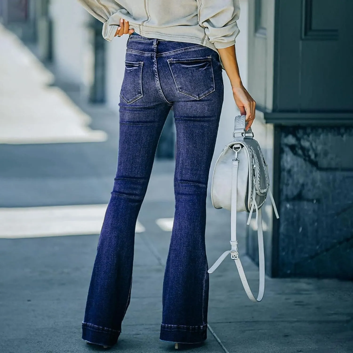 Bootcut Jeans For Women High Waisted Stretch Bell Bottom Casual Jeans Trousers Flare Wide Leg Trendy Denim Pants