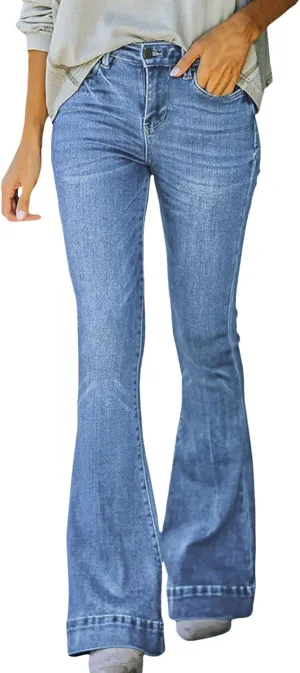 Bootcut Jeans For Women High Waisted Stretch Bell Bottom Casual Jeans Trousers Flare Wide Leg Trendy Denim Pants