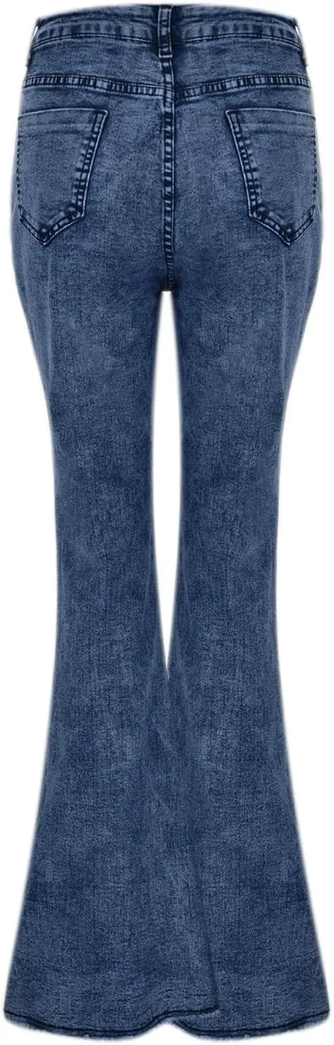 Bootcut Jeans For Women High Waisted Stretch Bell Bottom Casual Jeans Trousers Flare Wide Leg Trendy Denim Pants