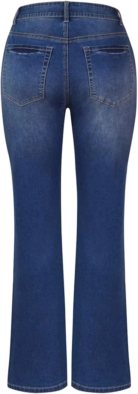 Bootcut Jeans For Women High Waisted Stretch Bell Bottom Casual Jeans Trousers Flare Wide Leg Trendy Denim Pants