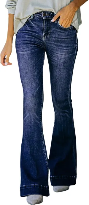 Bootcut Jeans For Women High Waisted Stretch Bell Bottom Casual Jeans Trousers Flare Wide Leg Trendy Denim Pants