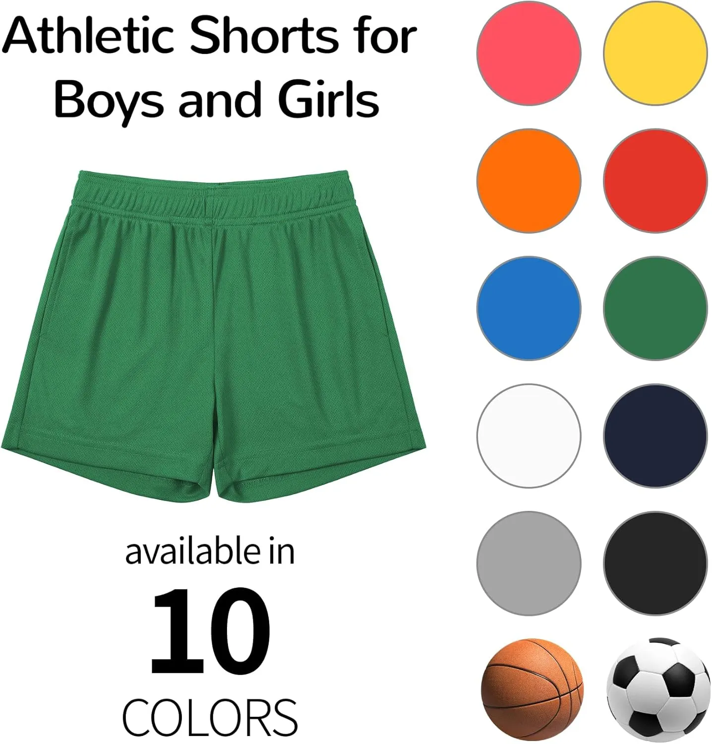Boys and Girls Basketball Shorts Athletic Soccer Shorts Sizes 2T to Youth