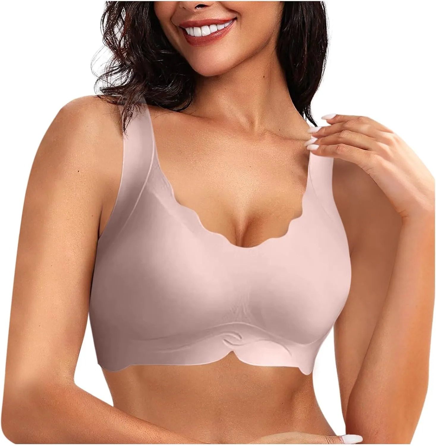Bras for Seniors Women Thin Straps Wireless Bras Lightly Tank Top Daisy Seamless Support Up to H Full