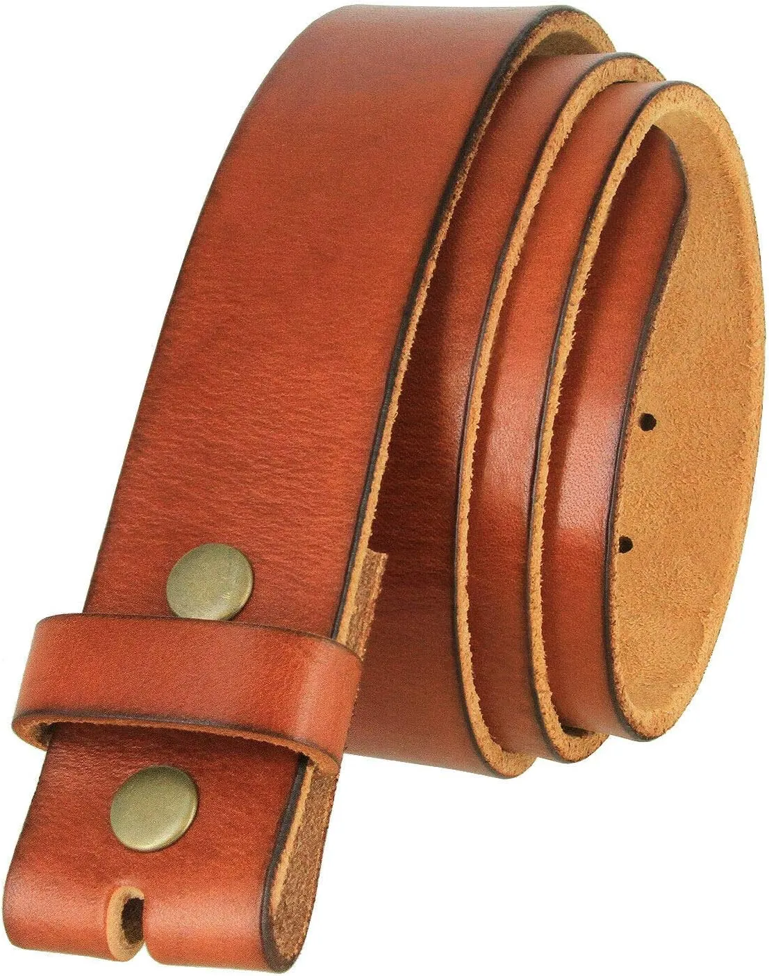 BS040 One Piece Genuine Full Grain Leather 1-1/2" wide Replacement Belt Strap with Snaps on for Women