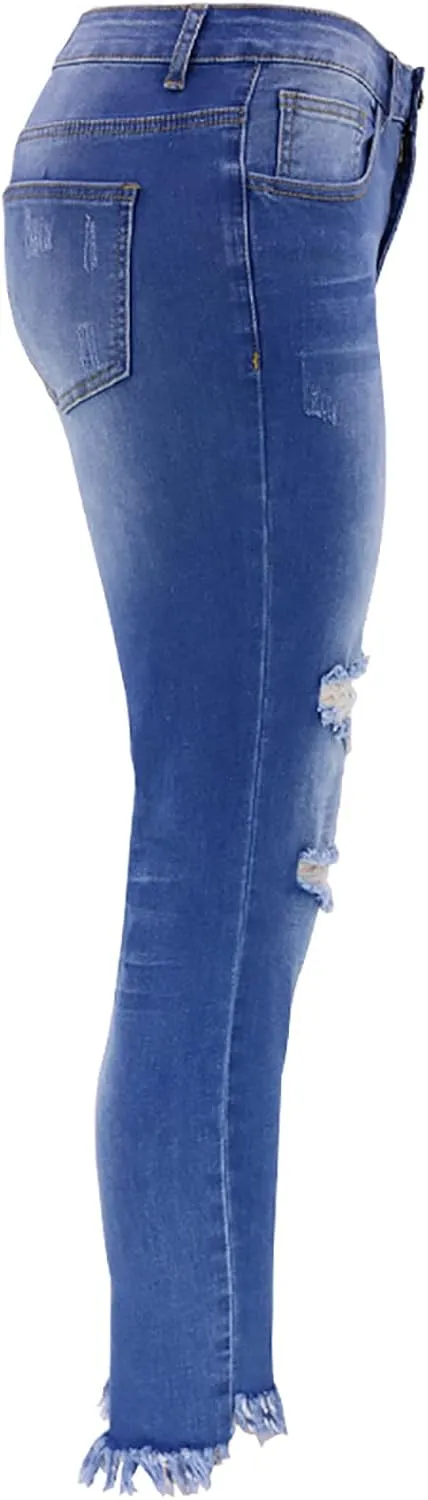 BZGTZT Women's High Waisted Jeans for Women Distressed Ripped Jeans Slim Fit Butt Lifting Skinny Stretch Jeans Denim Pants