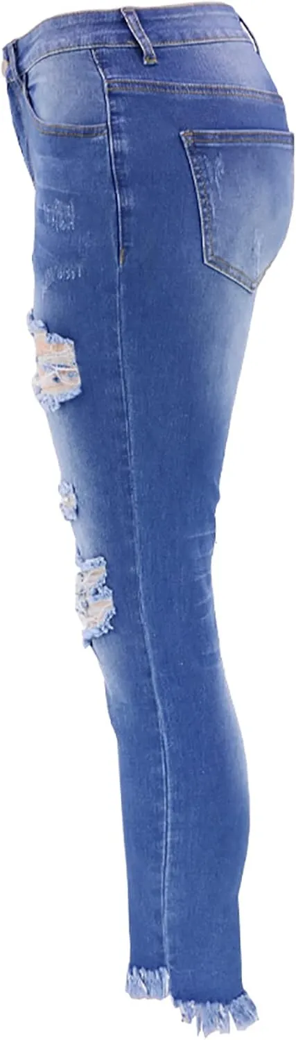 BZGTZT Women's High Waisted Jeans for Women Distressed Ripped Jeans Slim Fit Butt Lifting Skinny Stretch Jeans Denim Pants