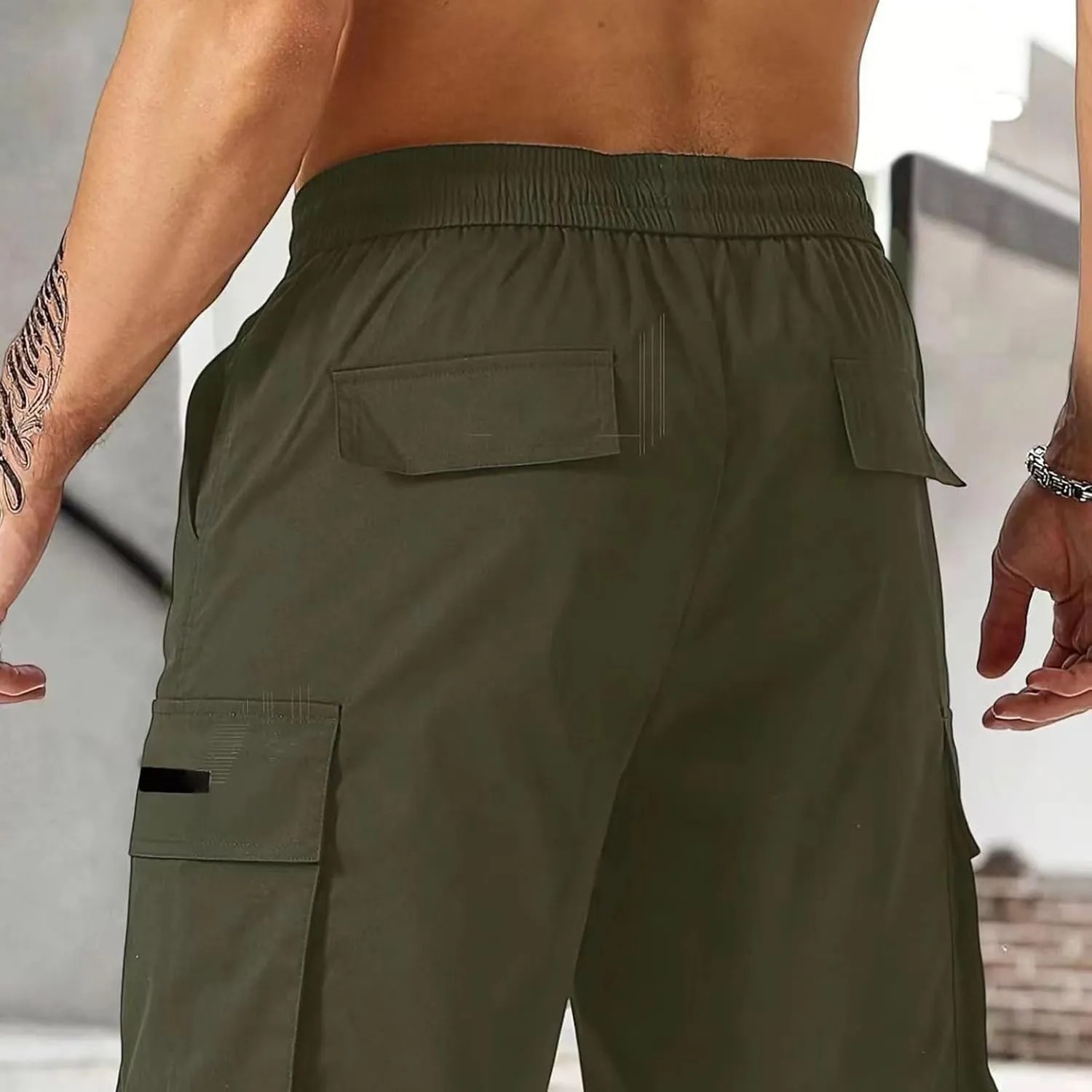 Cargo Shorts for Men Elastic Waist Drawstring Casual Pant 2025 Summer Relaxed Fit Comfy Work Shorts with Multi Pocket
