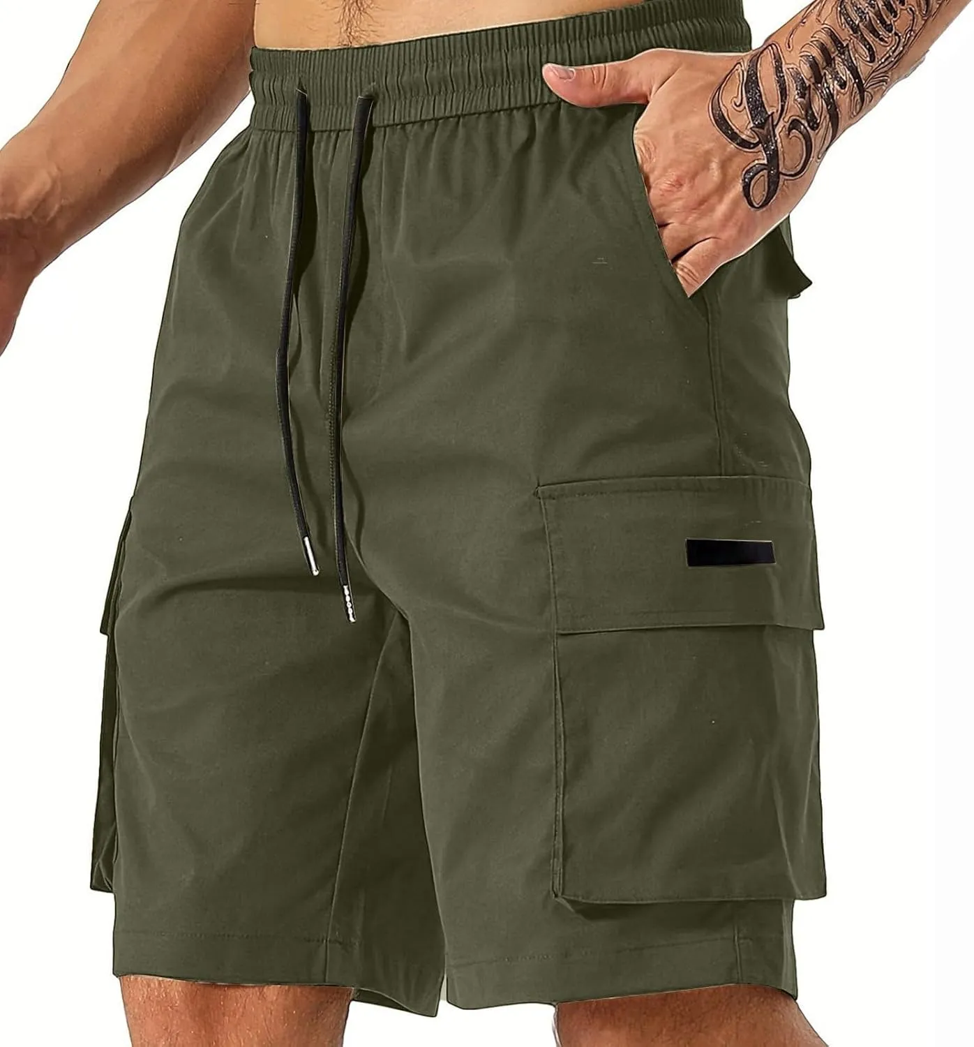 Cargo Shorts for Men Elastic Waist Drawstring Casual Pant 2025 Summer Relaxed Fit Comfy Work Shorts with Multi Pocket