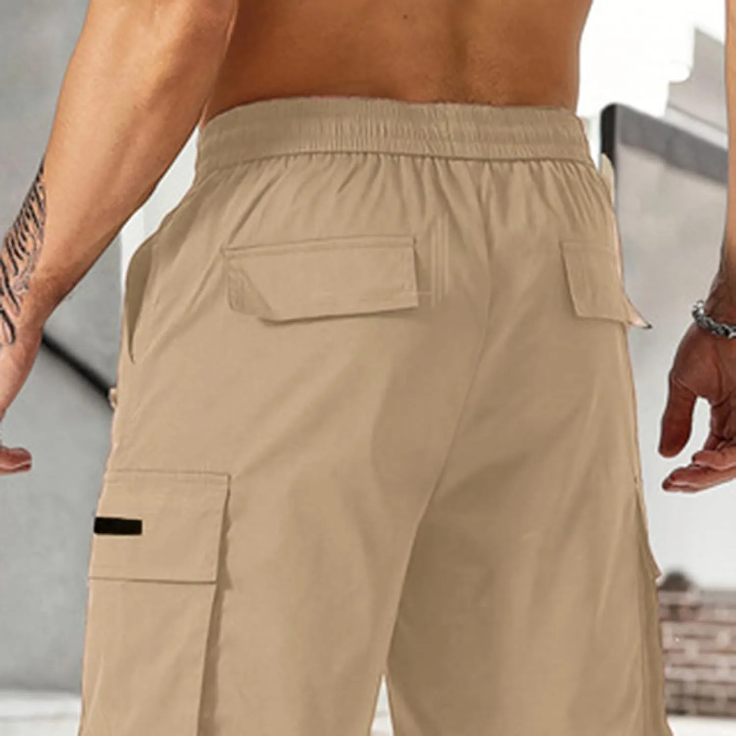 Cargo Shorts for Men Elastic Waist Drawstring Casual Pant 2025 Summer Relaxed Fit Comfy Work Shorts with Multi Pocket
